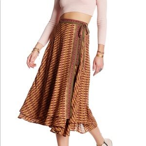 Free People Printed Wrap Skirt Size 2